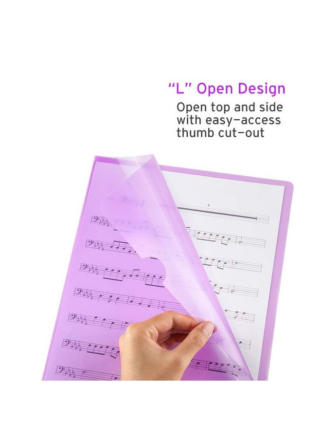 Sooez - 25 Pack Clear Document Folder Project Pockets, Clear Plastic Folders Letter Size Plastic Document Folders Paper Poly Jacket Sleeves Folders Copy, 5 Assorted Colors - Image 1