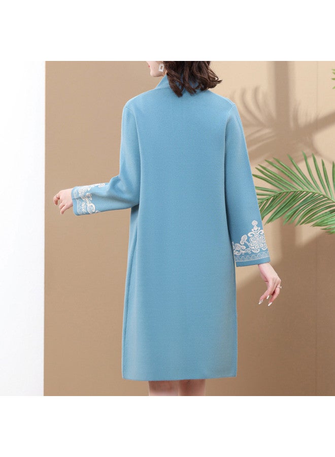 Tucano طقم فستان حفل زفاف للأم العروس، فستان تشيونغسام منسوج بلونين مع سترة محبوكة، طقم من قطعتين - Image 4