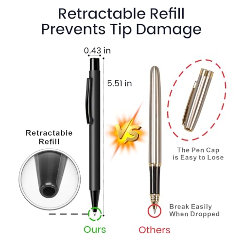 Cambond Ballpoint Pens Black Pens - Metal Pen Retractable Ink Pens for Journaling Business Police Men Flight Attendant 1.0mm Medium Point Smooth Writing, 5 Pen with 5 Refills (Black) - Image 5