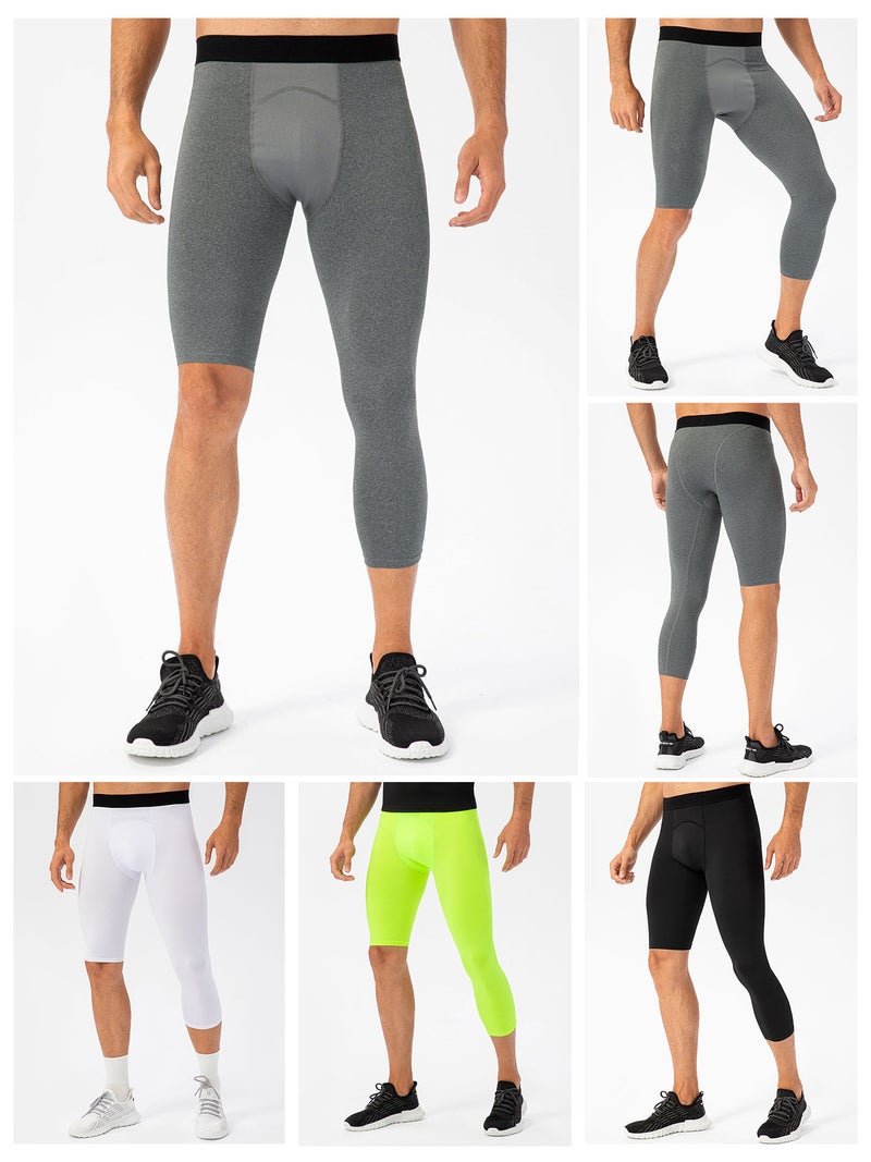 Men One Leg Leggings for Basketball Breathable Fitness Training Single Leg Tights - Image 4