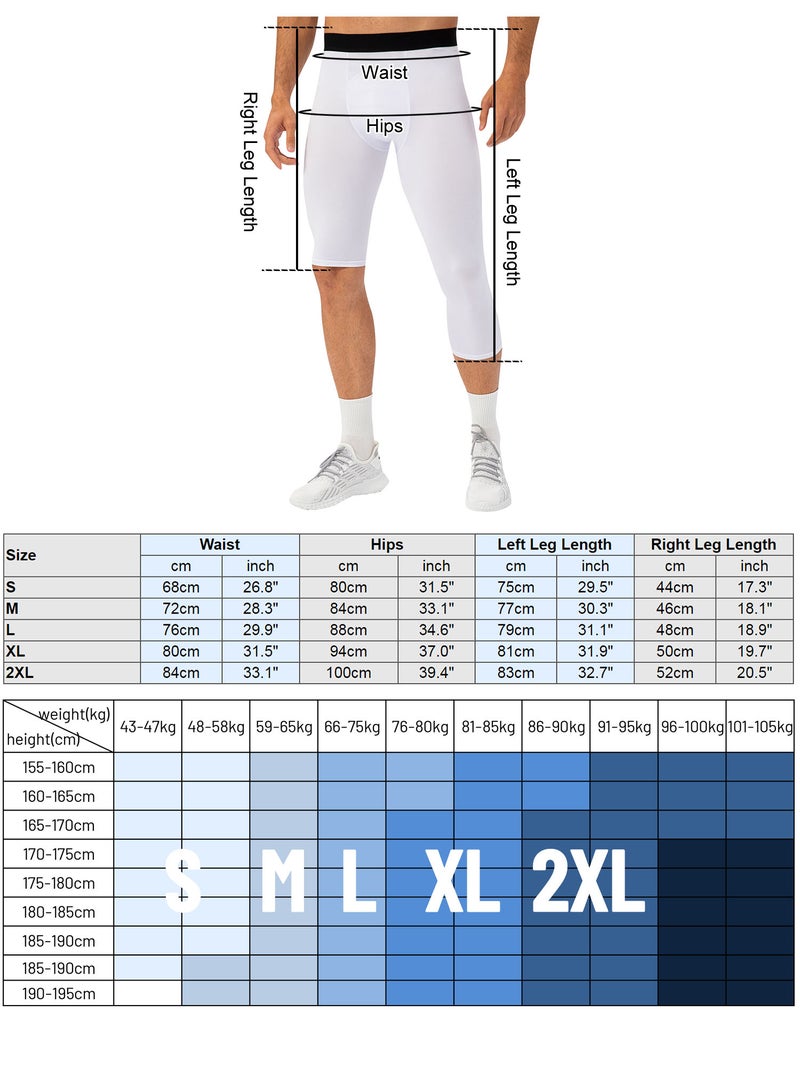 Men One Leg Leggings for Basketball Breathable Fitness Training Single Leg Tights - Image 2