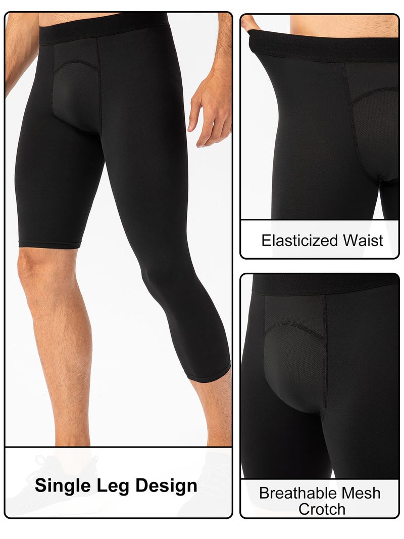 Men One Leg Leggings for Basketball Breathable Fitness Training Single Leg Tights - Image 5