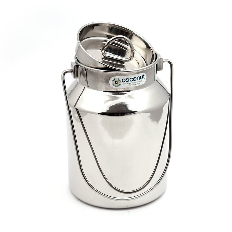 Coconut Stainless Steel Plain Milk Can/Milk Barni/Milk Pot/Oil Can (with Lid) - Capacity 900ML - Diamater - 10.5 Cm - Image 3