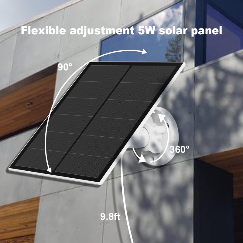 YCTechCam 5W Solar Panel for Security Camera, USB Solar Panel for DC 5V Outdoor Rechargeable Battery Camera, Solar Panels with Micro USB and USB-C Port, Adjustable Security Mount, IP65 Waterproof, 9.8ft Cable - Image 3