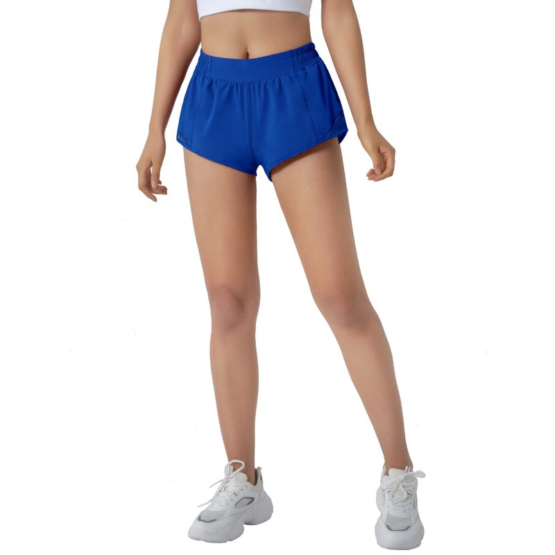 Aurefin Running Shorts for Women,Quick Dry Athletic Sports Shorts Lightweight Active Workout Gym Shorts with Zip Pocket Blue/L - Image 5