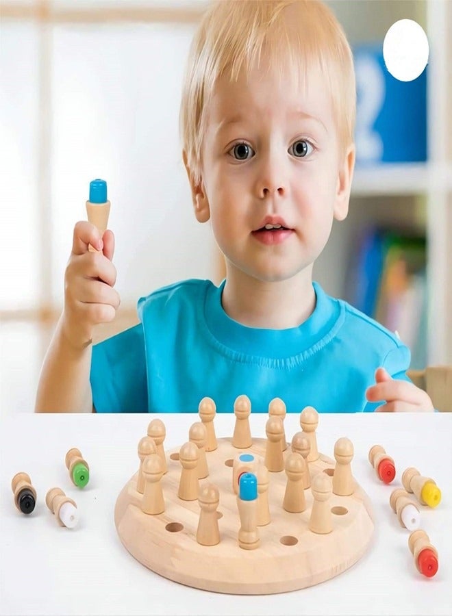 Montessori Wooden Memory Match Stick Chess Color Game Board Puzzles Educational Toy Cognitive Ability Learning Toys - Image 1