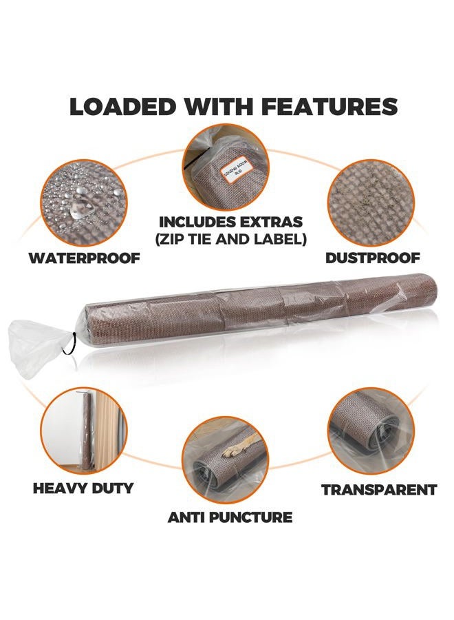 Storage Standard حقيبة سجاد قوية - حقيبة شحن سجاد قابلة لإعادة الاستخدام، غلاف سجاد بلاستيكي مقاوم للماء - تناسب السجاد الملفوف حتى 6 × 9 أقدام، حقيبة بلاستيكية سميكة بسمك 4 مل مقاومة للتمزق - 1 حقيبة شفافة، 92 × 20 بوصة - Image 3