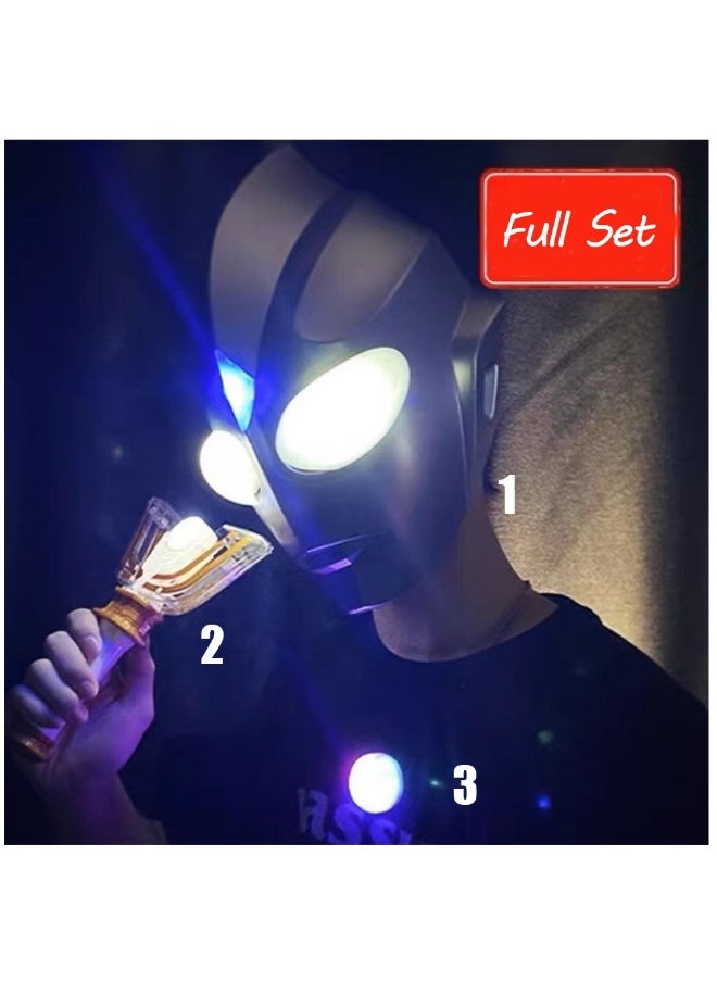 Generic - 1 Pack Ultraman Mask Full Set,Touch to Open,With Battery Charger,Chest Light, Cane, Suitable for Pratical Joke, Party Toy, Gift to Children, Office Activities,Family Activities - Image 1