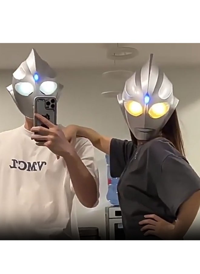 Generic - 1 Pack Ultraman Mask Full Set,Touch to Open,With Battery Charger,Chest Light, Cane, Suitable for Pratical Joke, Party Toy, Gift to Children, Office Activities,Family Activities - Image 1
