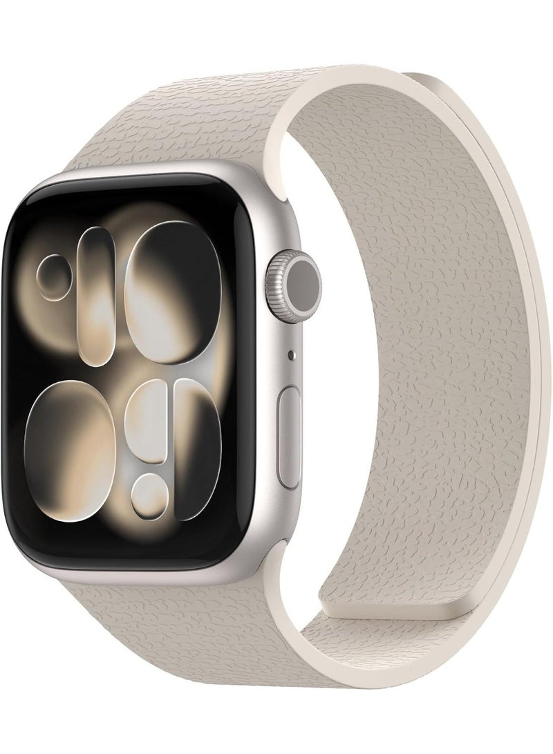 Magnetic Silicone Band Compatible with Apple Watch Band 42mm 41mm 40mm 38mm Series 11 10 9 8 7 6 5 4 3 & SE 3/2/1 Strong Magnetic Clasp, Waterproof & Adjustable (Starlight) - Image 2