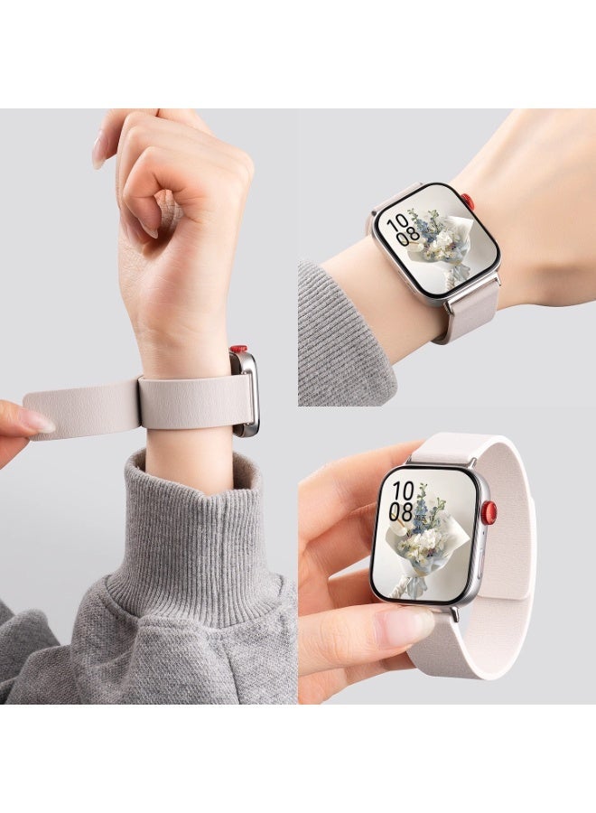 Magnetic Silicone Band Compatible with Apple Watch Band 42mm 41mm 40mm 38mm Series 11 10 9 8 7 6 5 4 3 & SE 3/2/1 Strong Magnetic Clasp, Waterproof & Adjustable (Starlight) - Image 1