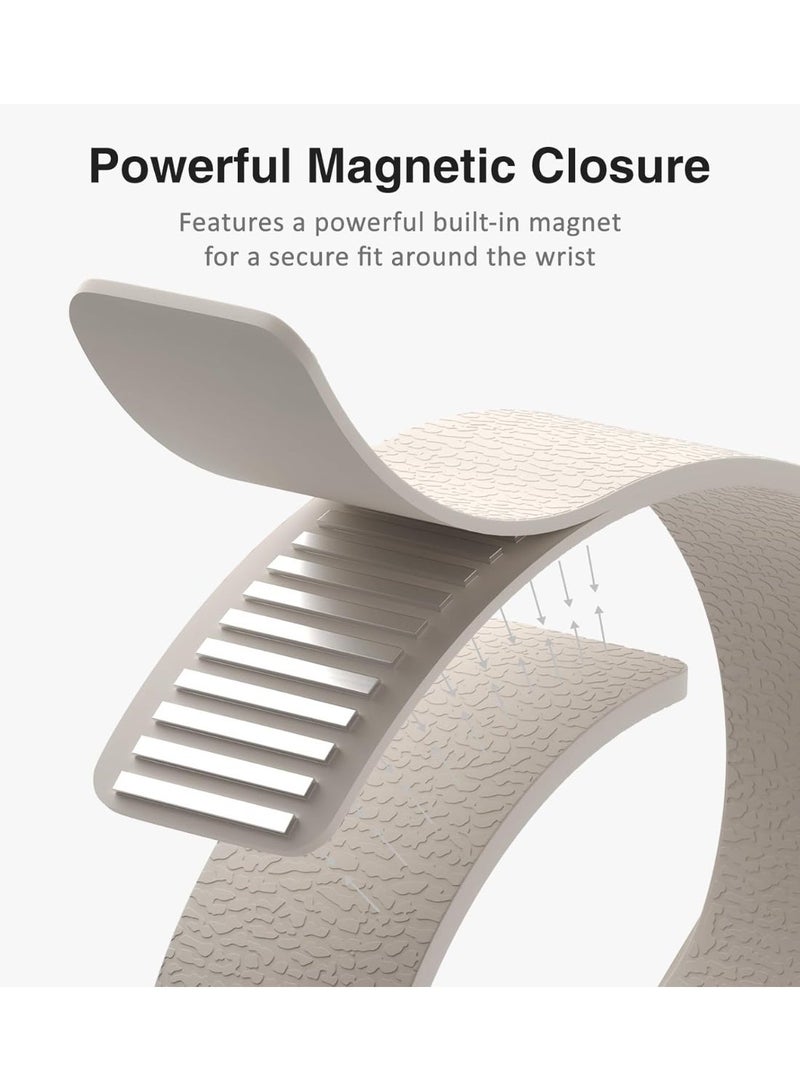 Magnetic Silicone Band Compatible with Apple Watch Band 42mm 41mm 40mm 38mm Series 11 10 9 8 7 6 5 4 3 & SE 3/2/1 Strong Magnetic Clasp, Waterproof & Adjustable (Starlight) - Image 3