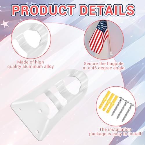 Tobeelec 6 Pcs Flag Wall Bracket for Classroom, Pole Holder With Hardware - Indoor Mount for Community Center & Flag Day Decor - Image 4