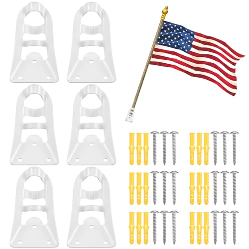 Tobeelec 6 Pcs Flag Wall Bracket for Classroom, Pole Holder With Hardware - Indoor Mount for Community Center & Flag Day Decor - Image 1
