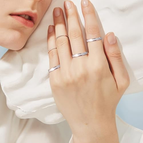 ChicSilver 925 Sterling Silver Stacking Rings for Women Skinny Thin Stackable Ring 3mm Wedding Band Ring Dainty Simple Jewelry for Size 4 - Image 2