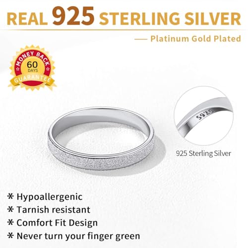 ChicSilver 925 Sterling Silver Stacking Rings for Women Skinny Thin Stackable Ring 3mm Wedding Band Ring Dainty Simple Jewelry for Size 4 - Image 5
