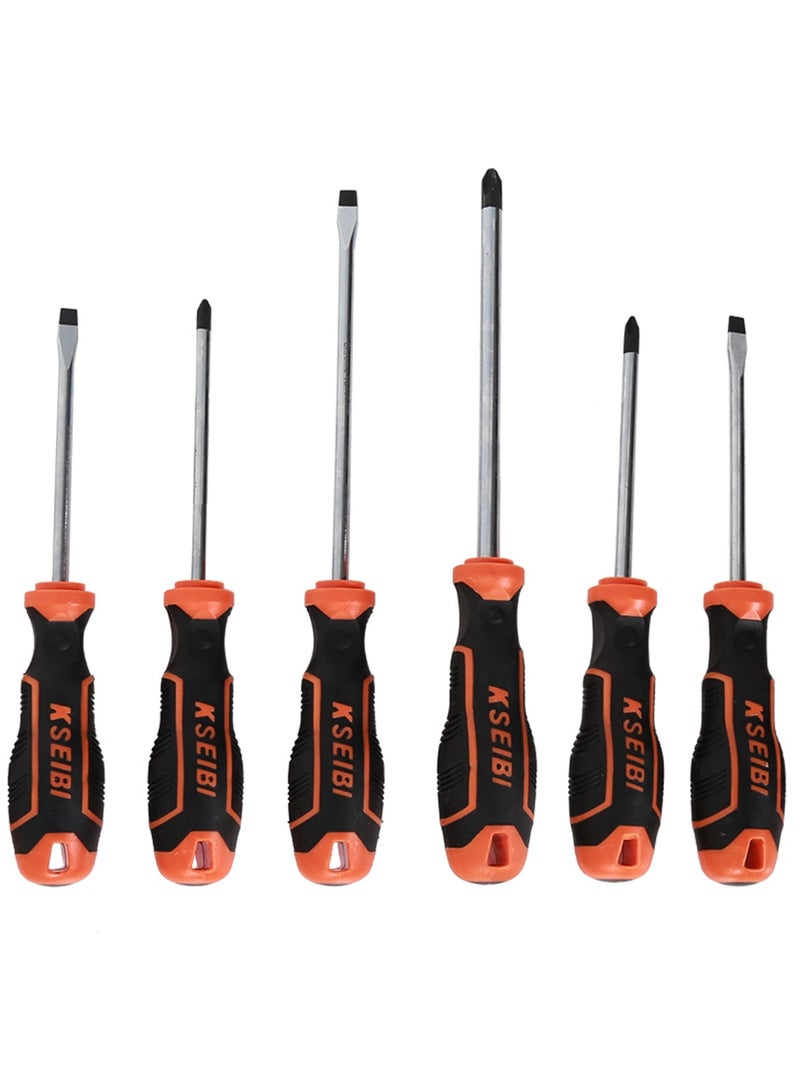 KSEIBI 6PCS Slotted & Phillips Screwdriver Set, Phillips-Head and Flathead Tips, for Fastening, Chiselling and Loosening Seized Screws, Assembling and Disassembly Furniture, Electrical Work. - Image 1