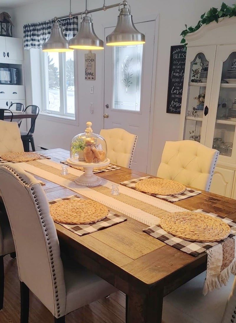Arabest Table Runners with Tassels Vintage Boho Table Cover, Natural Burlap Table Runner, Modern Farmhouse Decor Rustic Woven Cotton Crochet Lace for Dining Room Kitchen Wedding Party Holiday Decors(30*180cm, Beige)  - Image 2