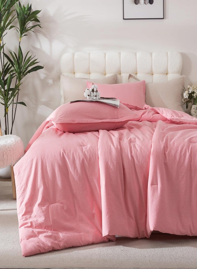 Caressma Girls Pink Cotton Comforter Set King, 100% Cotton Fabric with Microfiber Inner Filling 3 Pieces Bedding Set, Soft Comforter (104"x90") with 2 Pillowshams for All Seasons - Image 1