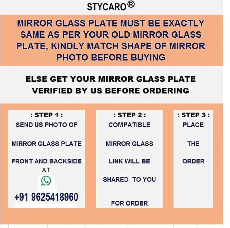 STYCARO - Side View Mirror Glass compatible with Tata Safari Dicor 2005-2009 Old Model Pack of 01 Pcs. (Non-Heated) (LEFT PASSENGER SIDE) - Image 3