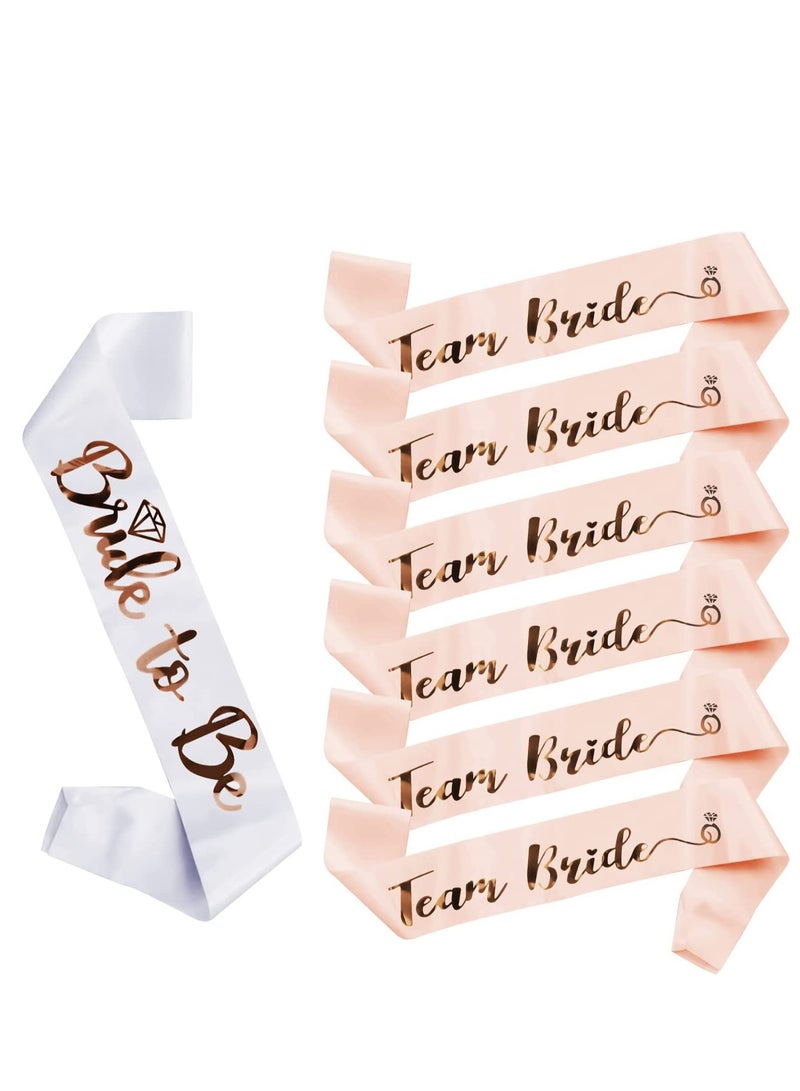 RTYY Team Bride Sash Set- 1 White Bride to Be Sash and 6 Team Bride Sashes Bachelorette Party Supplies  Bachelorette Sash Bridesmaid Sashes for Bridal Party & Wedding (7pcs)  - Image 5
