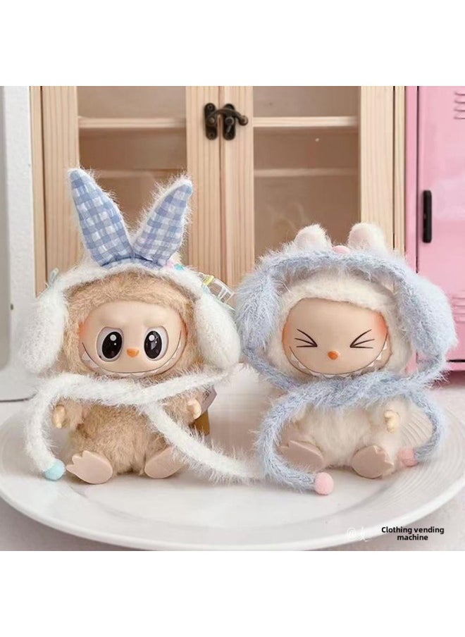 Generic - 17cm Pull Cloth Pendant Doll Cartoon Cute Plush Two-piece Small Satchel Suit Vinyl Doll Change-Specifications:The First And Second Generations Of Labubu Can Be Worn-Color:Lamb Wool Sheep Sweater Jacket (brown) - Image 1