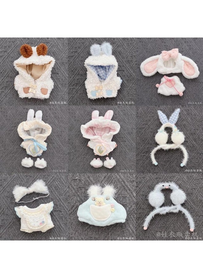 Generic - 17cm Pull Cloth Pendant Doll Cartoon Cute Plush Two-piece Small Satchel Suit Vinyl Doll Change-Specifications:The First And Second Generations Of Labubu Can Be Worn-Color:Lamb Wool Sheep Sweater Jacket (brown) - Image 1