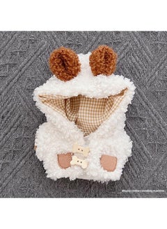 17cm Pull Cloth Pendant Doll Cartoon Cute Plush Two-piece Small Satchel Suit Vinyl Doll Change-Specifications:The First And Second Generations Of Labubu Can Be Worn-Color:Lamb Wool Sheep Sweater Jacket (brown)