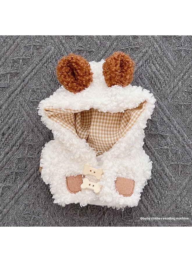 Generic - 17cm Pull Cloth Pendant Doll Cartoon Cute Plush Two-piece Small Satchel Suit Vinyl Doll Change-Specifications:The First And Second Generations Of Labubu Can Be Worn-Color:Lamb Wool Sheep Sweater Jacket (brown) - Image 1
