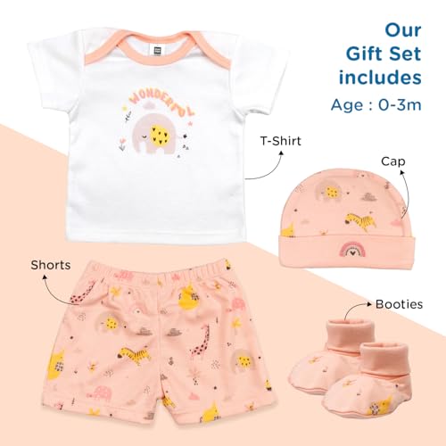 Mee Mee New Born Baby Gift Set | Soft Cotton Clothing Essentials for Infants/Baby Girls, Boys | Baby Shower Clothing Hamper (4 Pieces, Pink)| Ideal Gift for New Born Baby - Image 4