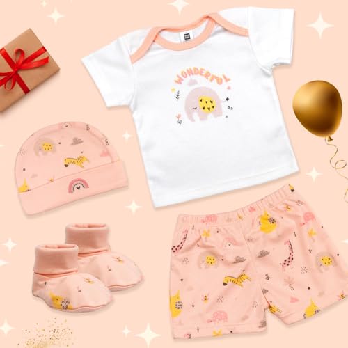 Mee Mee New Born Baby Gift Set | Soft Cotton Clothing Essentials for Infants/Baby Girls, Boys | Baby Shower Clothing Hamper (4 Pieces, Pink)| Ideal Gift for New Born Baby - Image 3