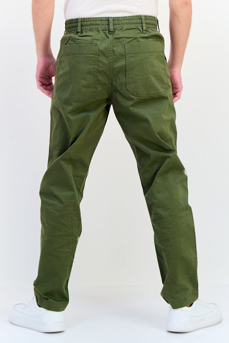 Celio Men Regular Fit Solid Chino Pants, Army Green - Image 3