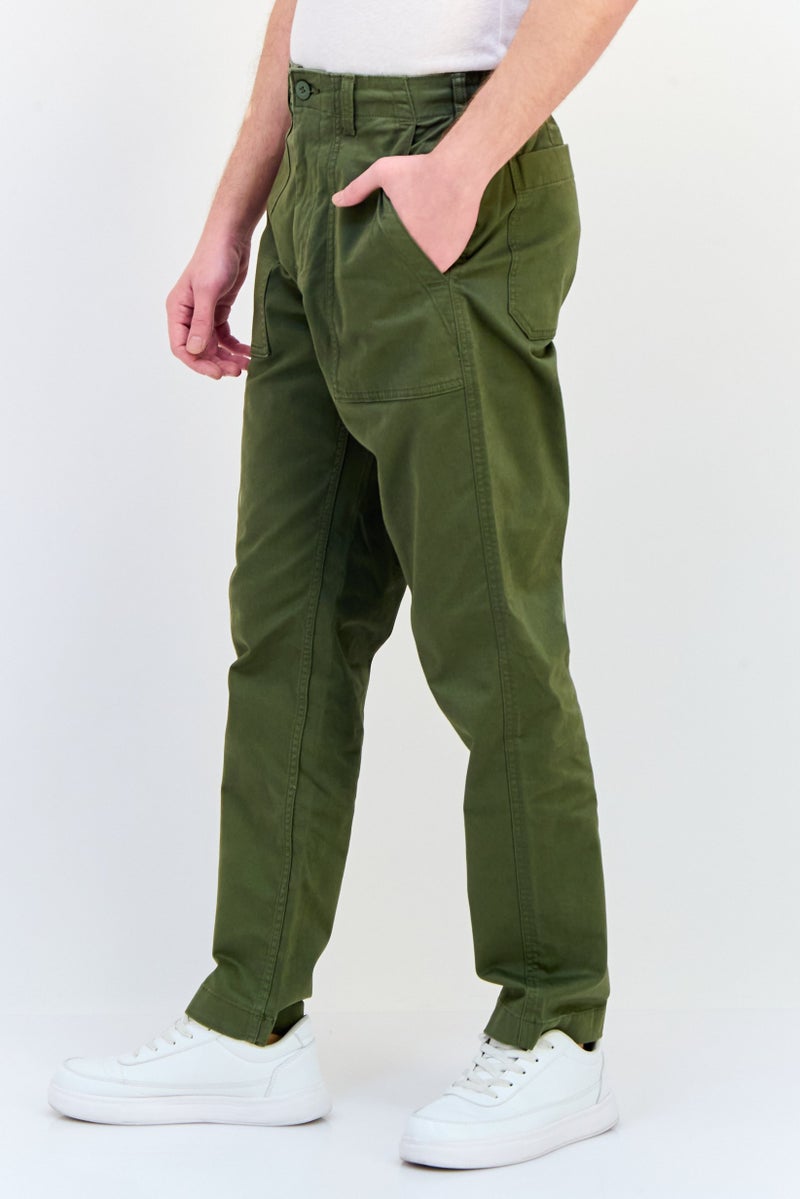 Celio Men Regular Fit Solid Chino Pants, Army Green - Image 2