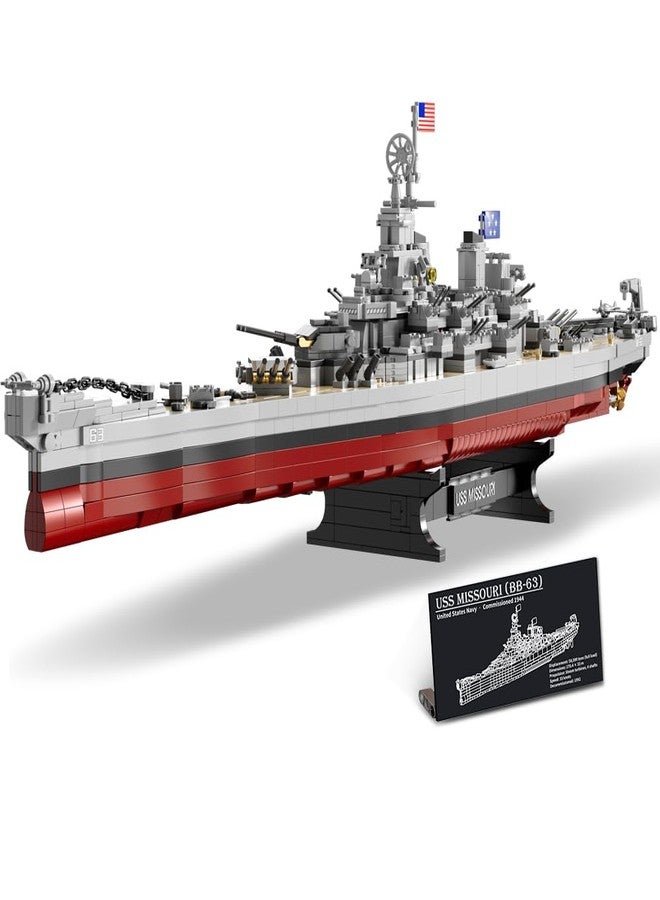 DUANT USS Missouri (BB-63) Battleship Naval Building Block Set, The Third Ship of The Iowa-Class Battleships, a Collectible Military Model Toy for Adults and Military Enthusiasts of WW2 Warships - Image 1