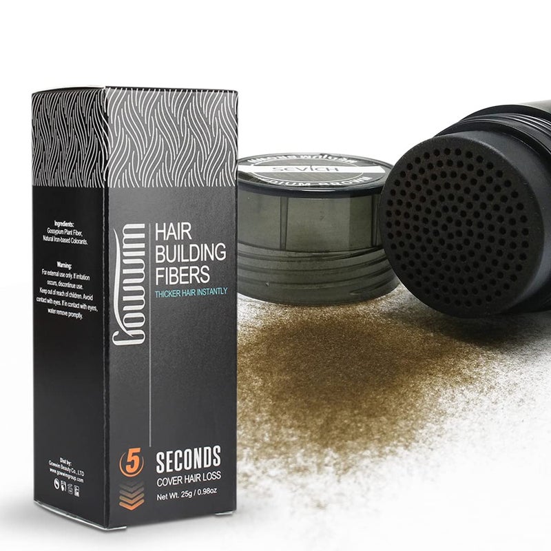 gowwim Hair Fibers for Thinning Hair 25g Hair Building Fibers 100 UndetectableInstantly Cover Sparse Hair AreasBald Spots Cover Up Black