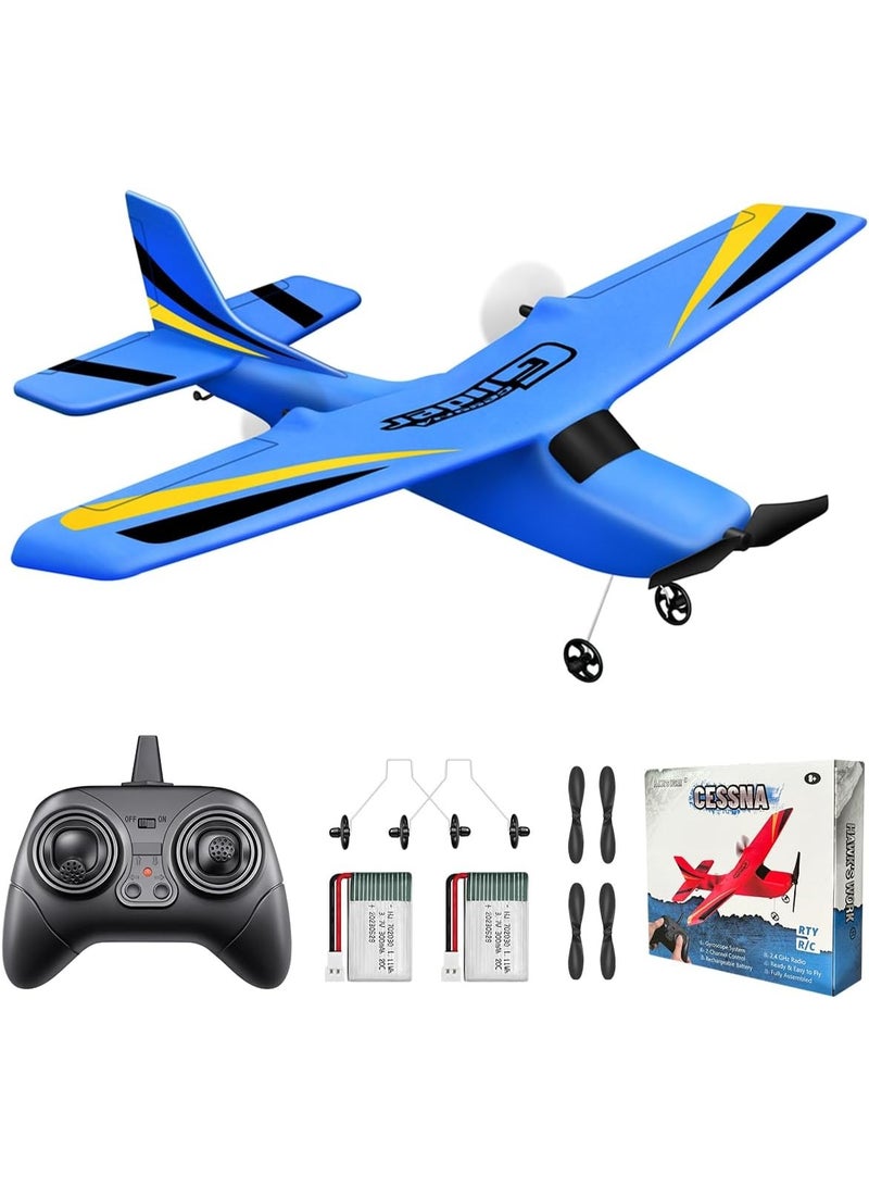 HAWK'S WORK 2 Channel RC Airplane, RC Glider Ready to Fly, 2.4GHz Remote Control Cessna, Easy to Fly RC Toy for Kids & Beginners - Image 1