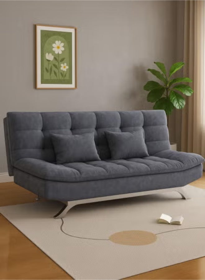 Harmony Home Suede Fabric Sofa  Bed – Modern Folding Convertible Sofa Bed with Pillow, Compact Space-Saving Design for Living Room, Apartment, Dorm & Office - Grey - Image 2