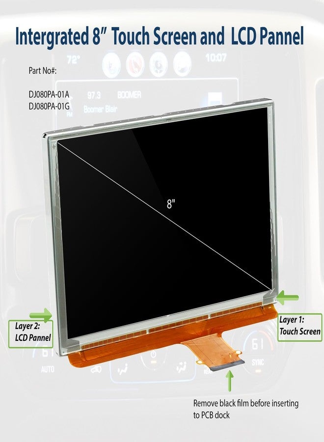YYinno 8” LCD Monitor Touch Screen Glass Digitizer Navigation Radio Replacement DJ080PA-01A Fit for 2015 2016 2017 2018 Chevy Silverado Suburban Tahoe/G-M-C Yukon Sierra - Image 3