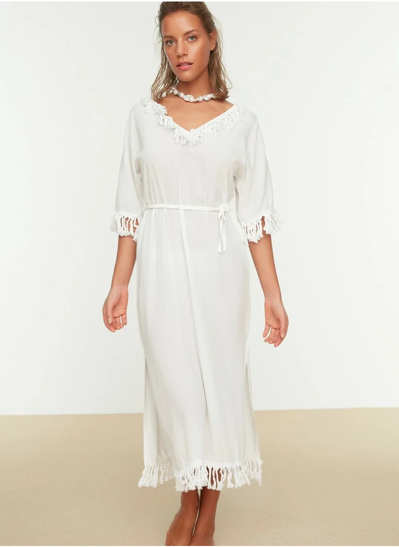 trendyol Side Slit Tassel Detail Dress