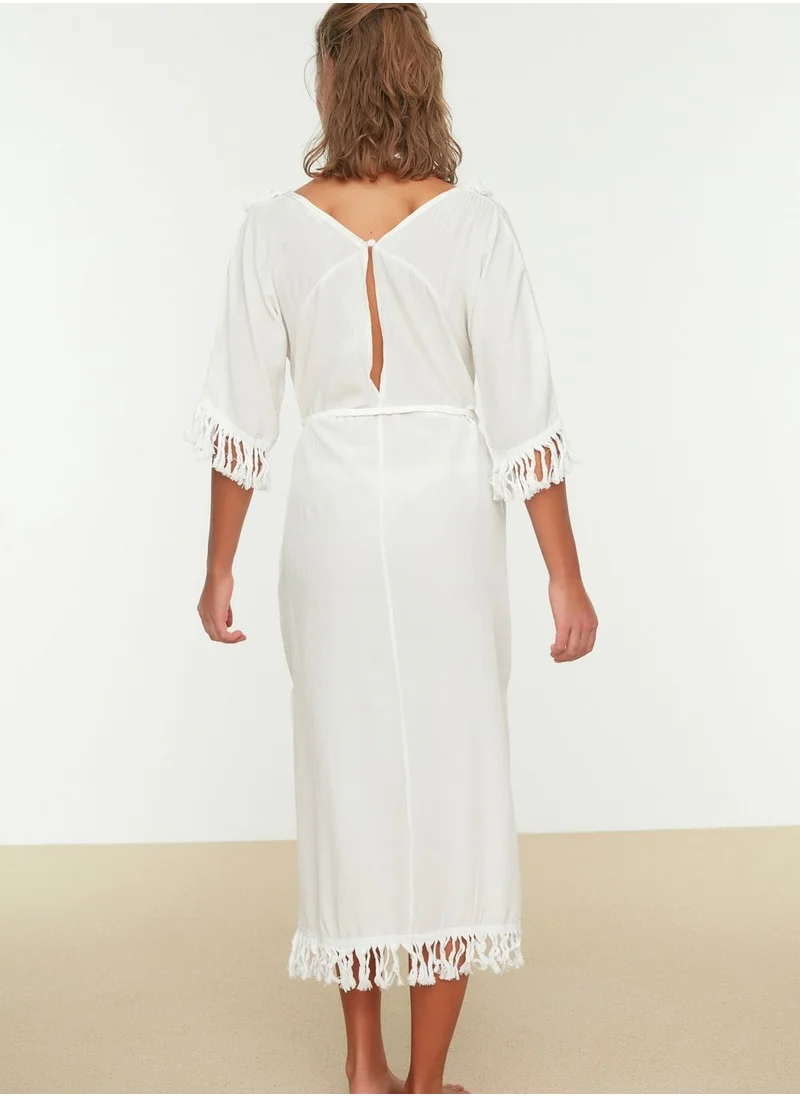 trendyol Side Slit Tassel Detail Dress