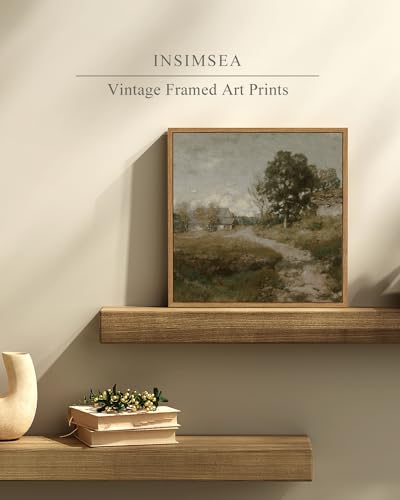 InSimSea Square Framed Canvas Wall Art, Landscape Decor Classical Rural Farmhouse Room Decor, Vintage Nature Oil Painting Wall Art Prints Decor for Bathroom, Bedroom, Living Room 12"x12" - Image 4