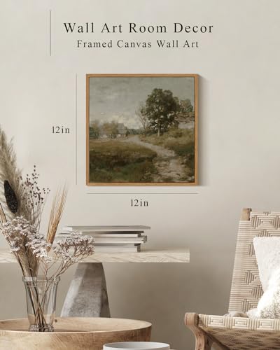 InSimSea Square Framed Canvas Wall Art, Landscape Decor Classical Rural Farmhouse Room Decor, Vintage Nature Oil Painting Wall Art Prints Decor for Bathroom, Bedroom, Living Room 12"x12" - Image 2