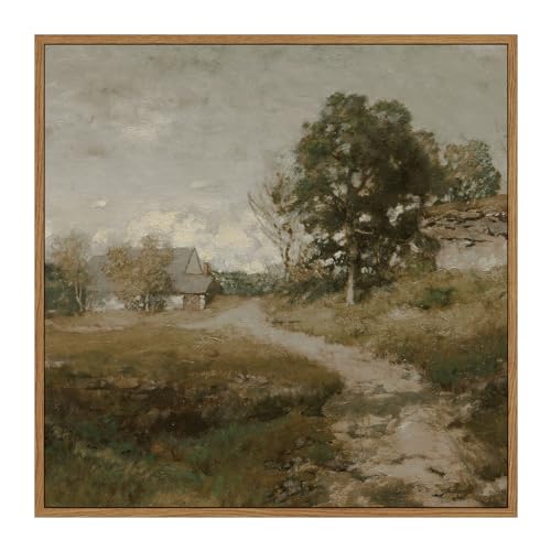 InSimSea Square Framed Canvas Wall Art, Landscape Decor Classical Rural Farmhouse Room Decor, Vintage Nature Oil Painting Wall Art Prints Decor for Bathroom, Bedroom, Living Room 12"x12" - Image 1