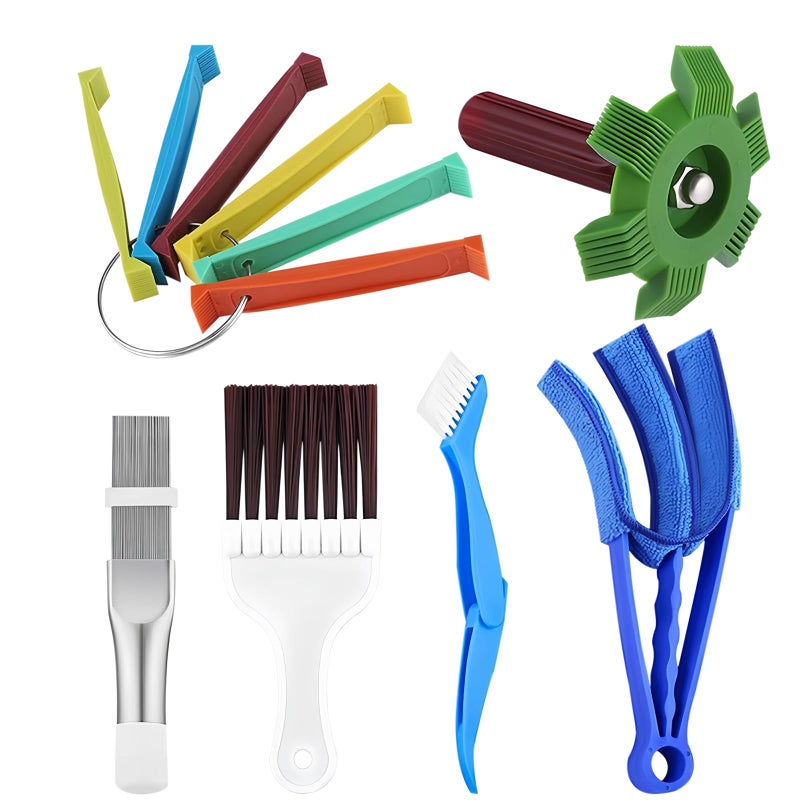 6 Pcs Radiator Comb Tool Set Multiple Sizes AC Fin Comb Straightener Condenser Coil Cleaning Brush Air Conditioner Repair Cleaner Kit for Evaporator Automotive Refrigerator Hvac Colored