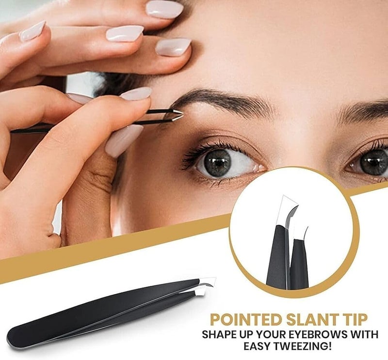 tweezers Evolution 2in1 - pointed slant- sharp point tip tweezers for fine hair - eyebrow tweezer - AND LASHES-multicolor-1pcs - Image 3