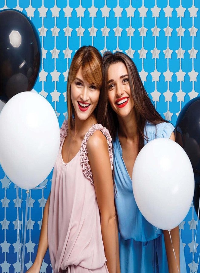 بيشيدا قطعتان من شرائط الأبواب الفضية على شكل نجوم، شرائط ستائر من رقائق معدنية على شكل نجوم، خلفية جدارية لأعياد الميلاد، عيد الطفل، حفل استقبال المولود الجديد للأولاد والبنات (3.28 قدم × 6.58 قدم) - Image 3