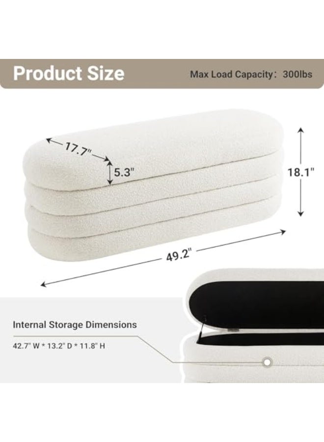 ملبوس صندوق تخزين بوفو، 120 سم، قماش منجد، تصميم بيضاوي كبير لغرفة النوم، غرفة المعيشة، المدخل - Image 2