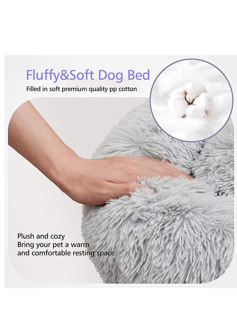 MissTiara Cat Bed for Indoor Cats Self-Warming Donut Kitty Bed Improving Sleep and Keeping Warm Washable Pet bed with Anti Slip Base Grey  - Image 2