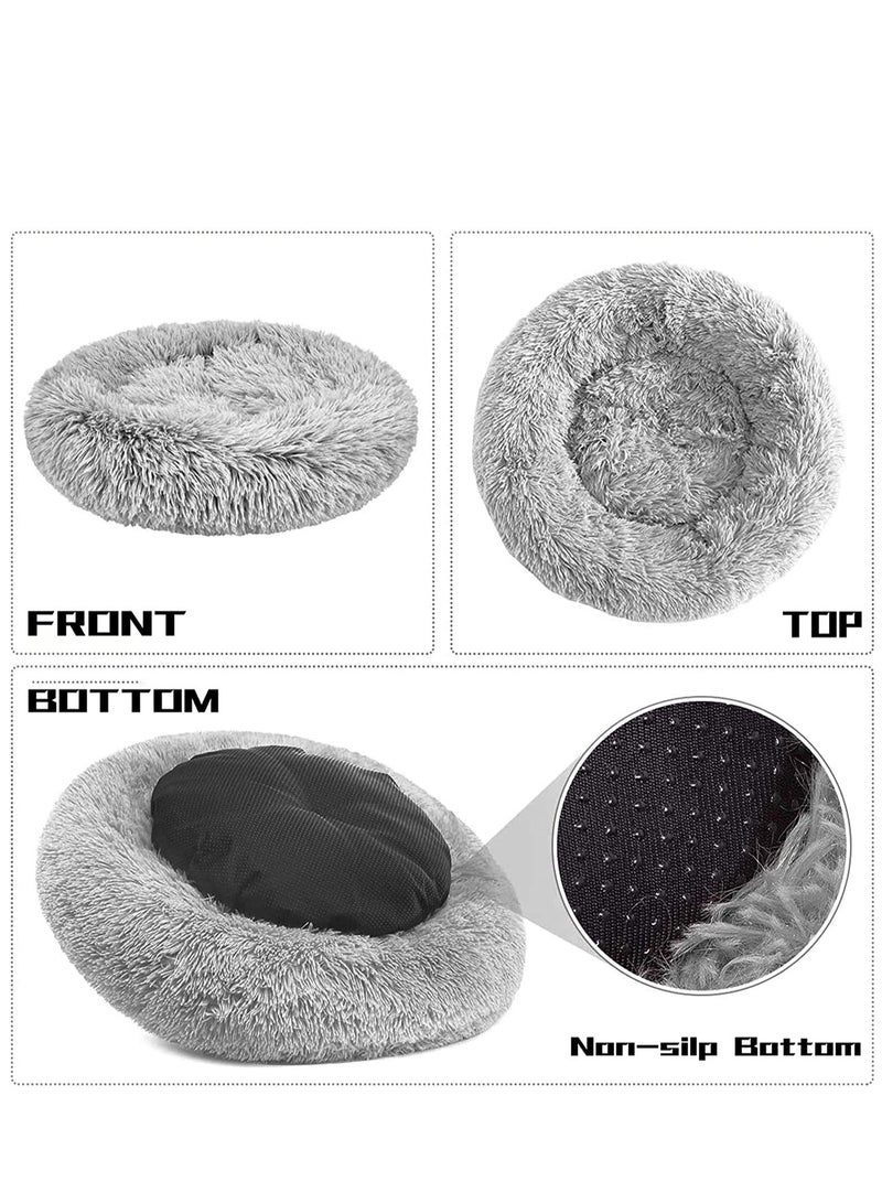 MissTiara Cat Bed for Indoor Cats Self-Warming Donut Kitty Bed Improving Sleep and Keeping Warm Washable Pet bed with Anti Slip Base Grey  - Image 3