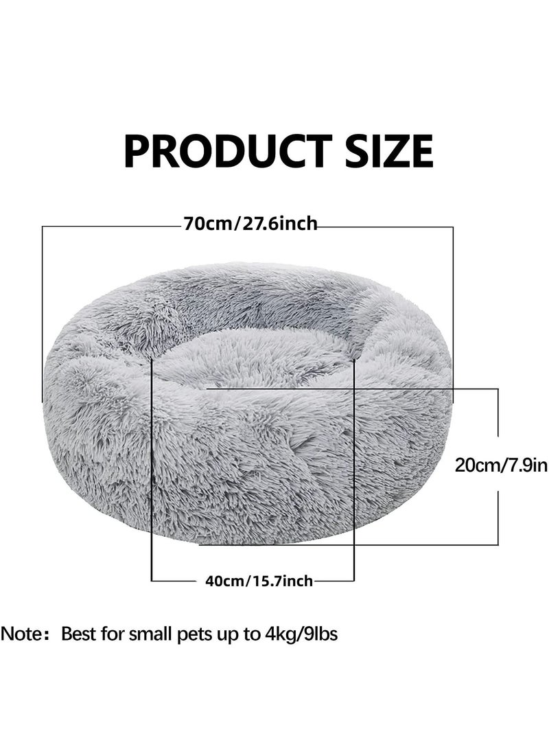 MissTiara Cat Bed for Indoor Cats Self-Warming Donut Kitty Bed Improving Sleep and Keeping Warm Washable Pet bed with Anti Slip Base Grey  - Image 5